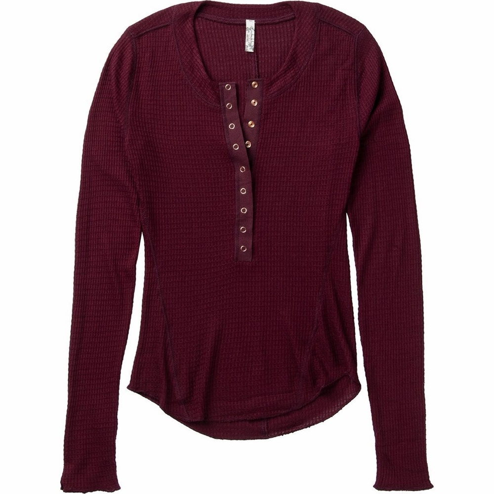 Free People One Of The Girls Henley Burgundy